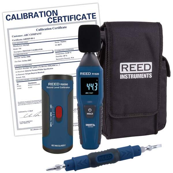 Reed Instruments REED Data Logging Smart Series Sound Level Meter with Carrying Case, includes ISO Certificate R1620-KIT-NIST